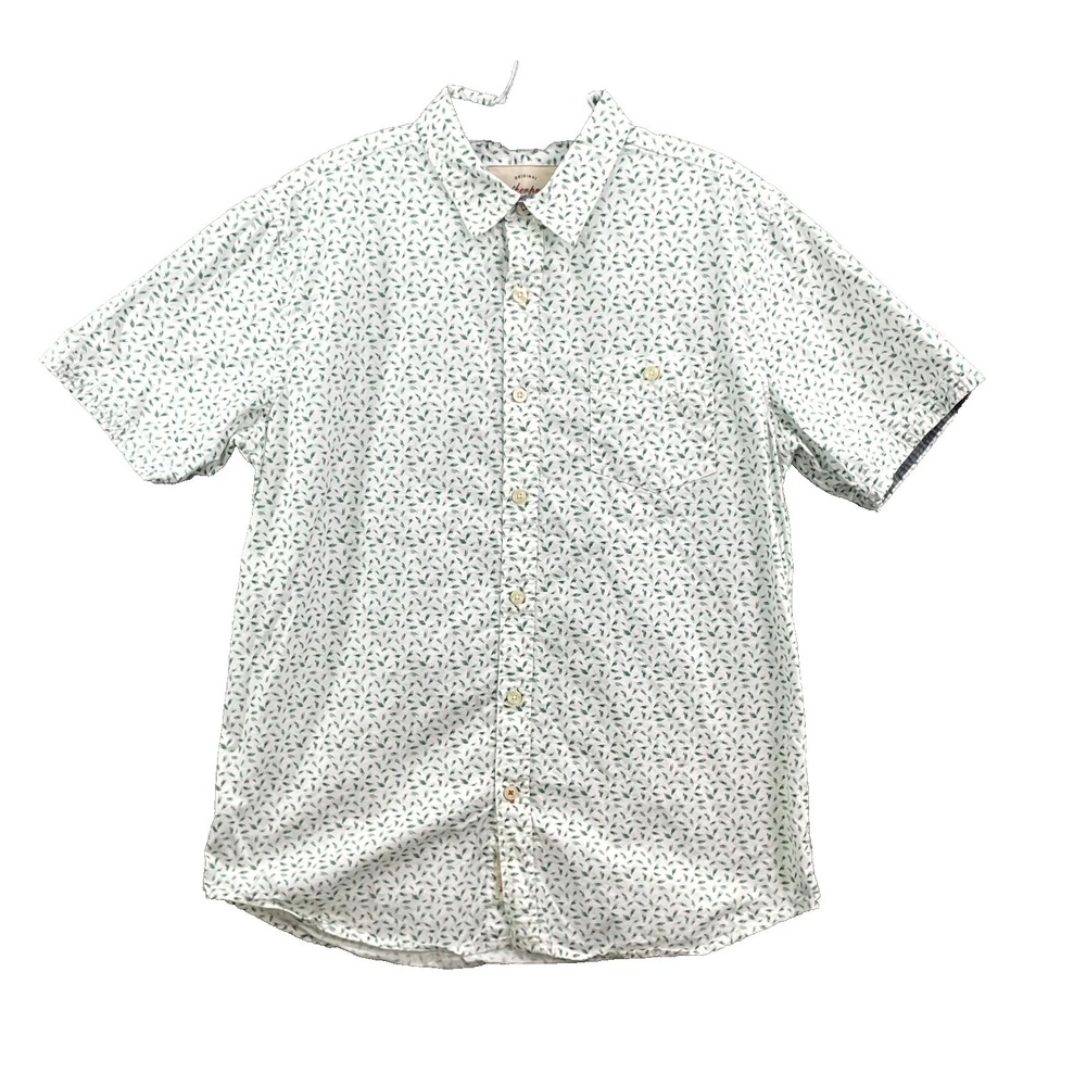 Weatherproof Vintage Shirt Mens Large White Printed Button Up Skate Streetwear